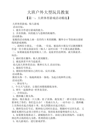 大班户外大型玩具教案 