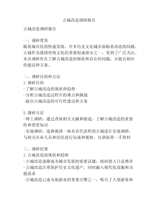 古城改造调研报告 