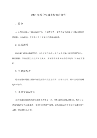 2024年综合交通市场调查报告 