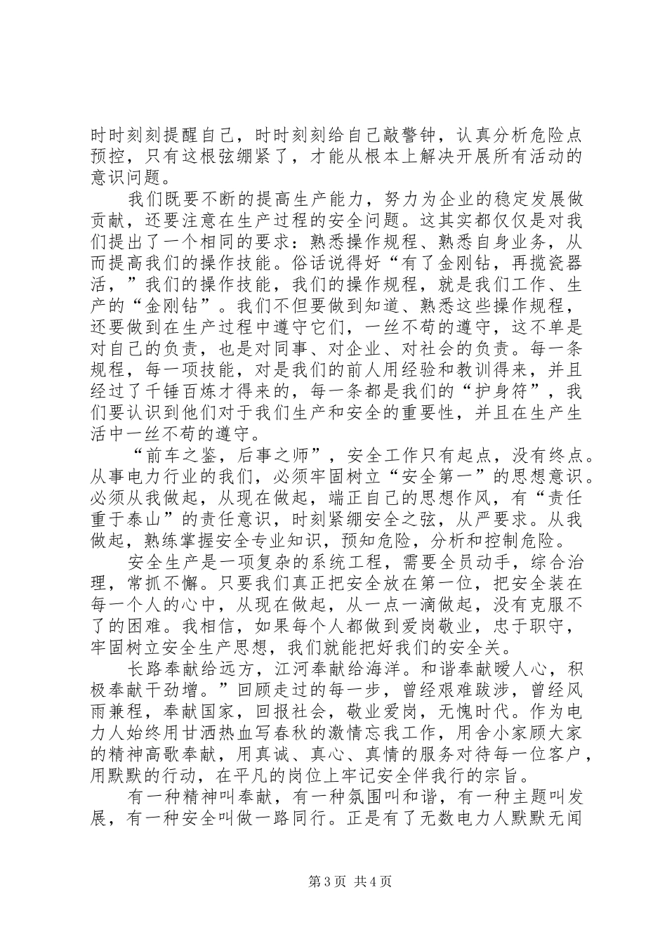 独家原创-电力安全伴我行演讲稿范文_第3页