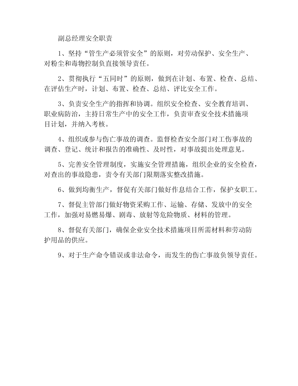 副总经理安全职责 _第1页
