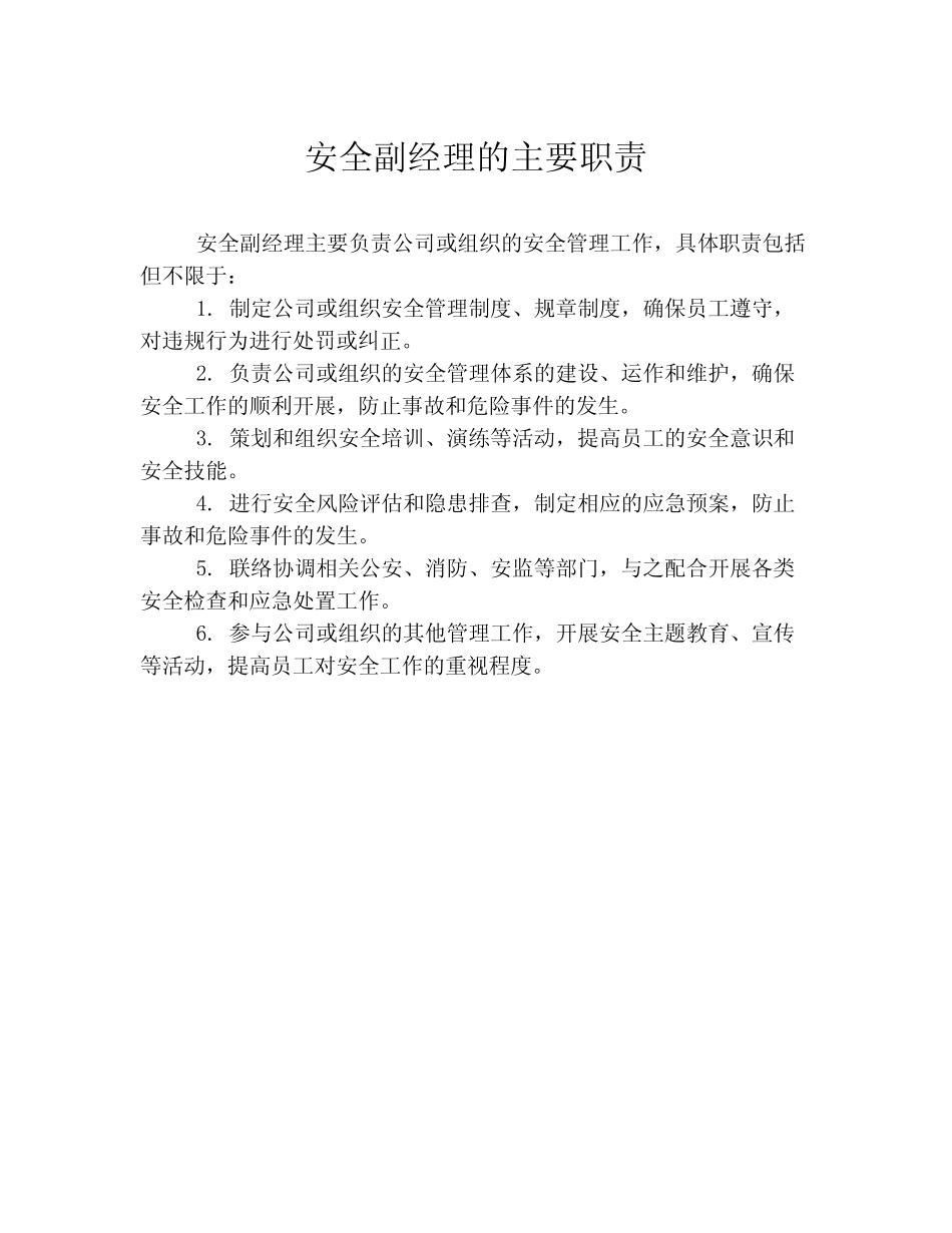 安全副经理的主要职责 _第1页