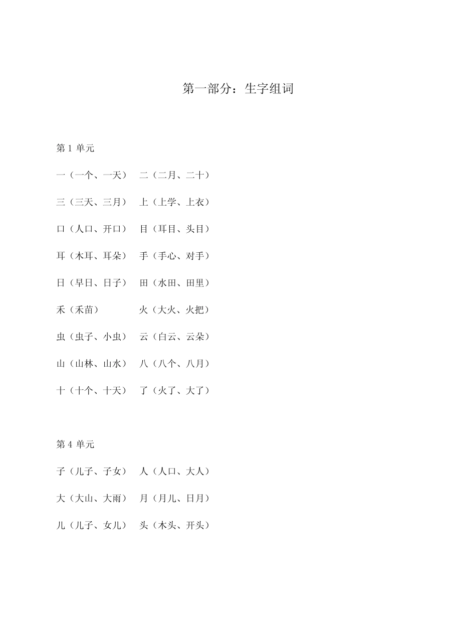 部编版小学一年级上册语文期末总复习知识大汇总(含造句集锦)_第1页