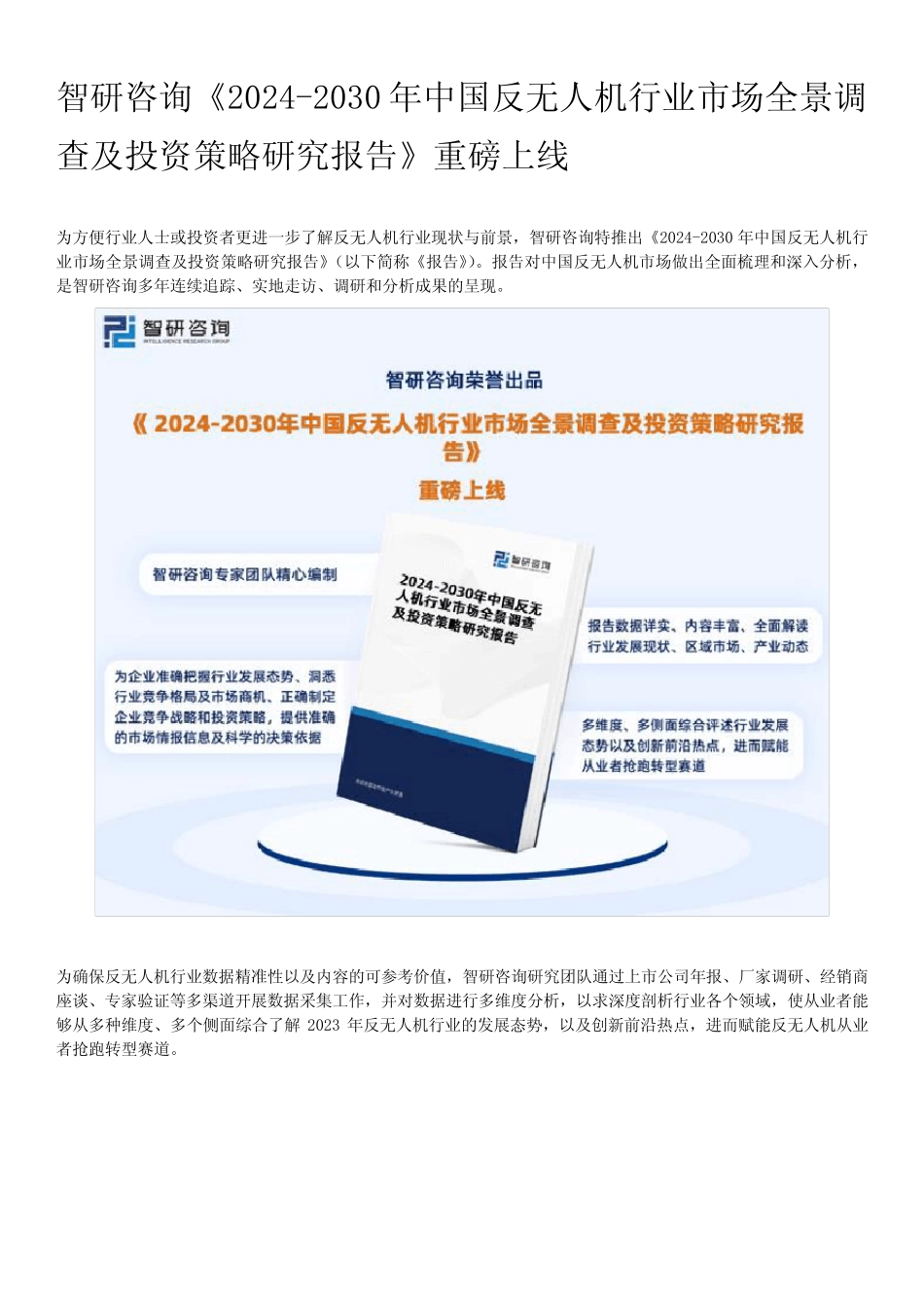 2024年中国反无人机行业市场运行态势、产业链全景及发展趋势报告优质_第1页