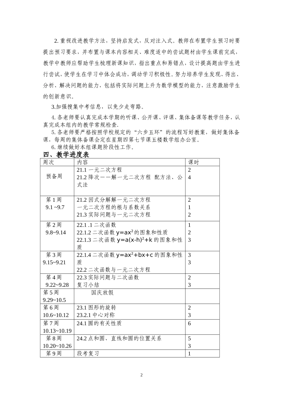 2014年秋学期数学备课组工作计划(1)_第2页