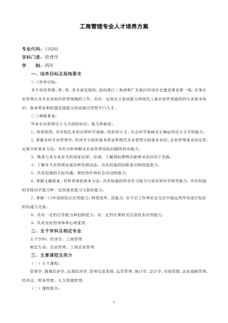 工商管理专业人才培养方案