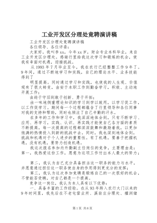 工业开发区分理处竟聘演讲稿范文