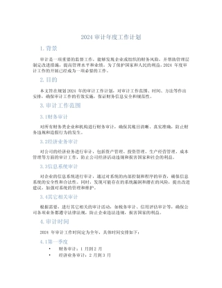 2024审计年度工作计划