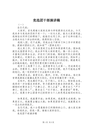 竞选团干部演讲稿范文