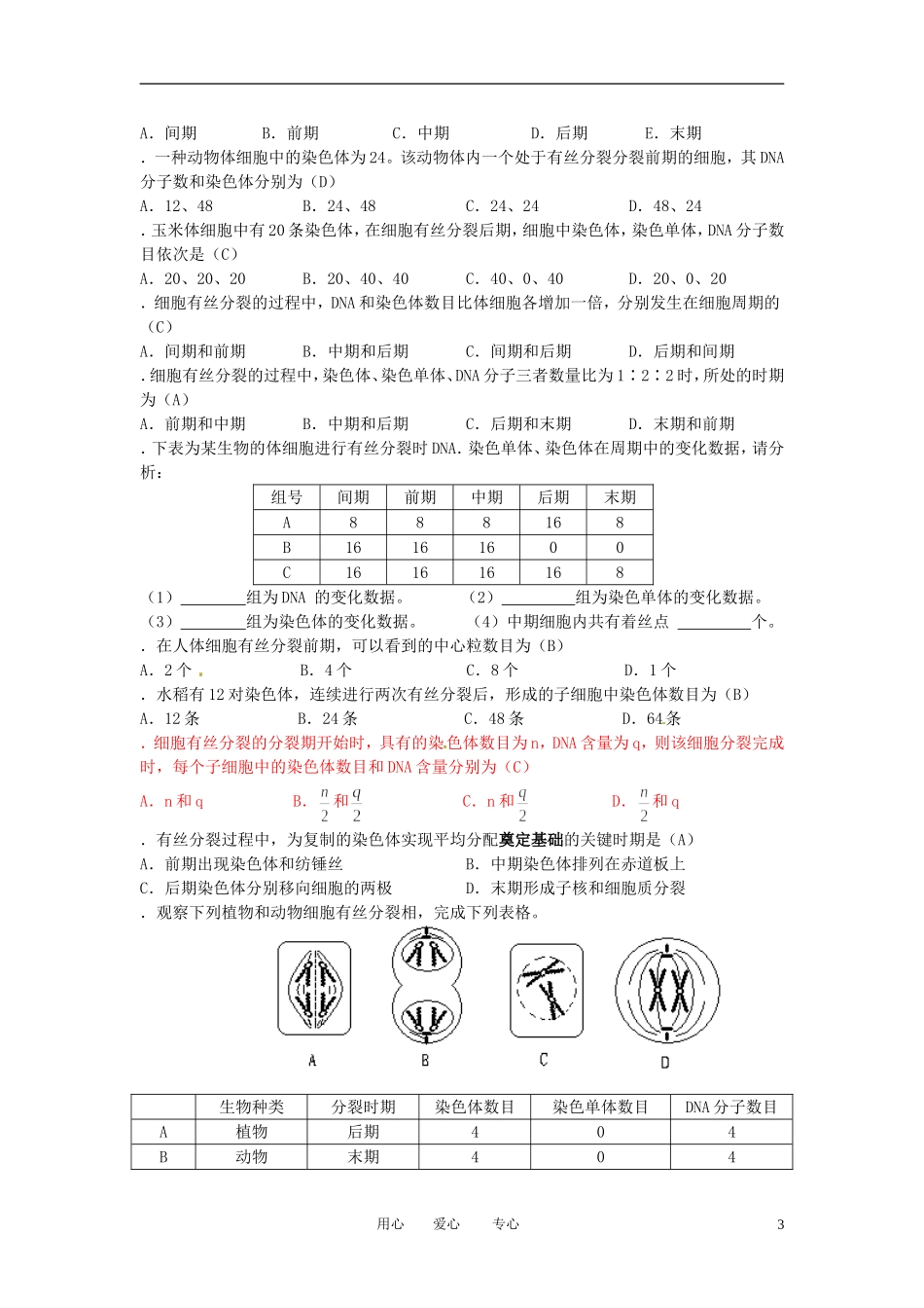 高中生物知识梳理复习-细胞增殖_第3页