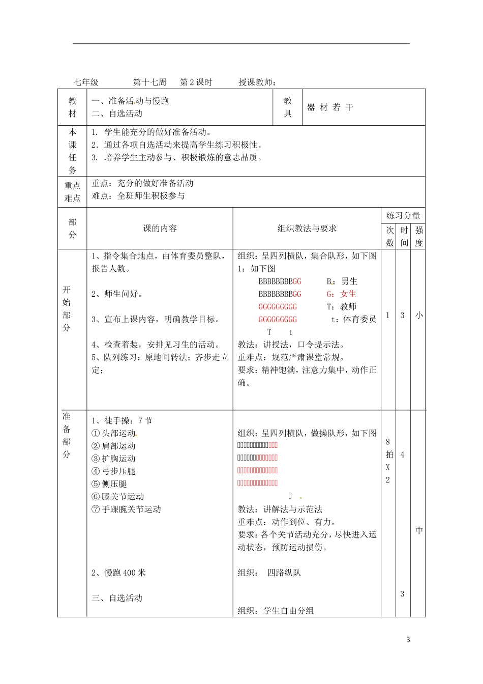 广东省汕头市龙湖实验中学2011-2012学年七年级体育与健康上册-第十七周教案_第3页