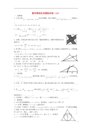初中数学奥林匹克模拟试卷(13)