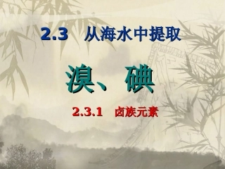高一化学上册-2.3《从海水中提取溴和碘》课件4-沪科版