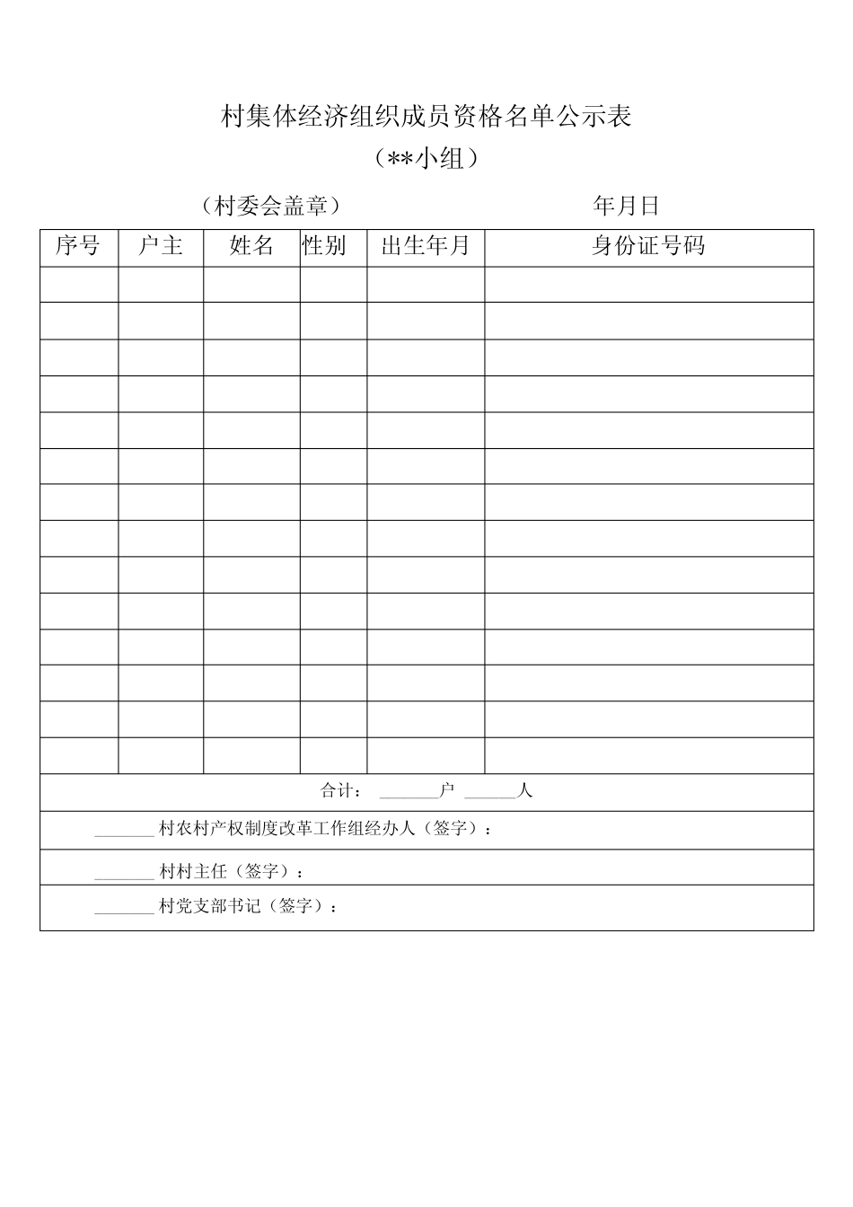 村集体经济组织成员资格名单公示表_第1页