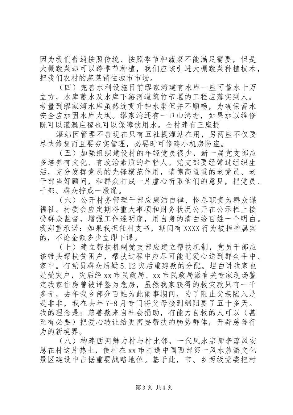 XX年村支书竞职演讲稿范文_第3页