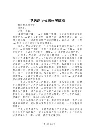 竞选副乡长职位演讲