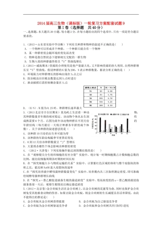 (新课标)2014届高三生物一轮复习方案精编试题9