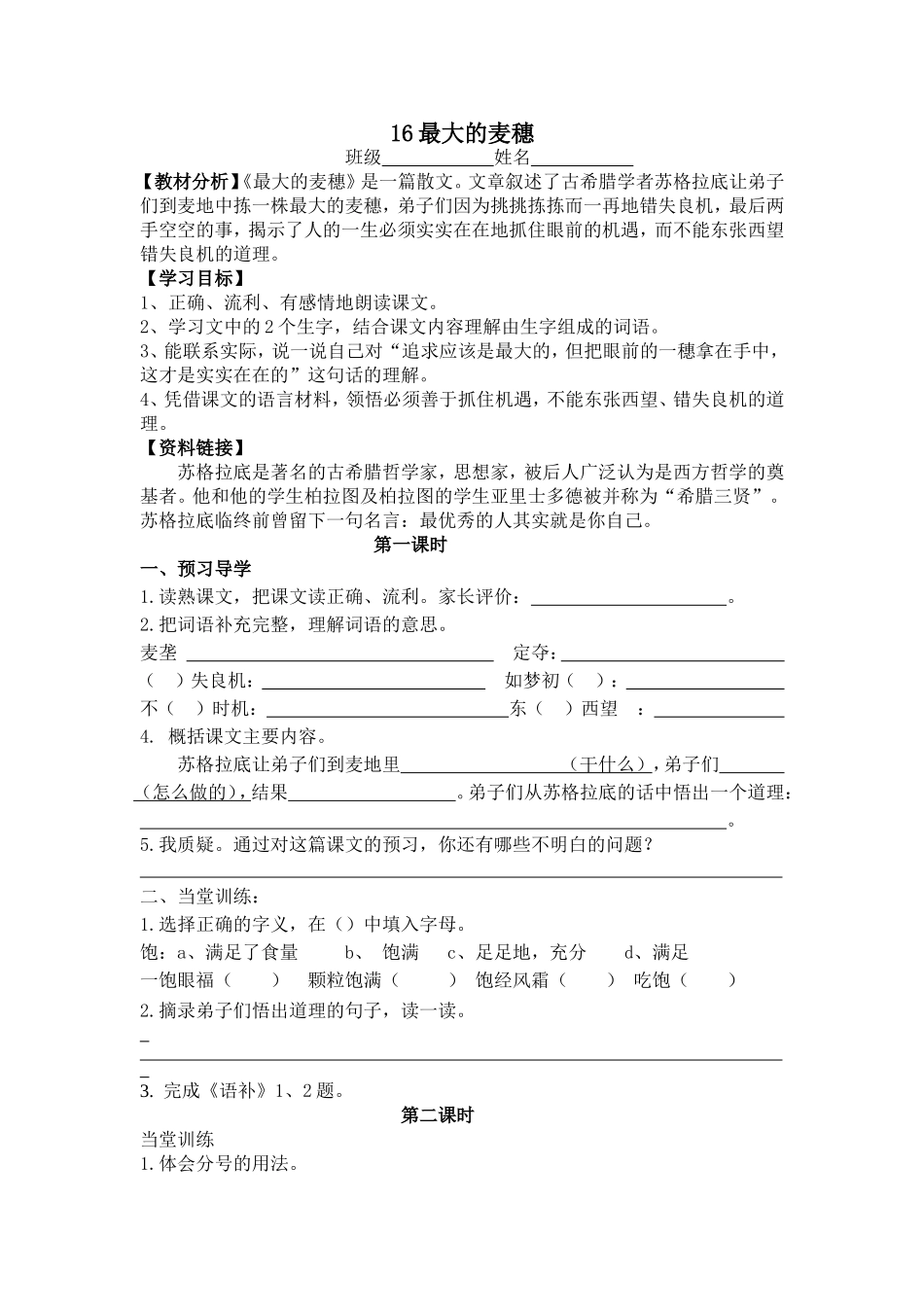 最大的麦穗学案_第1页