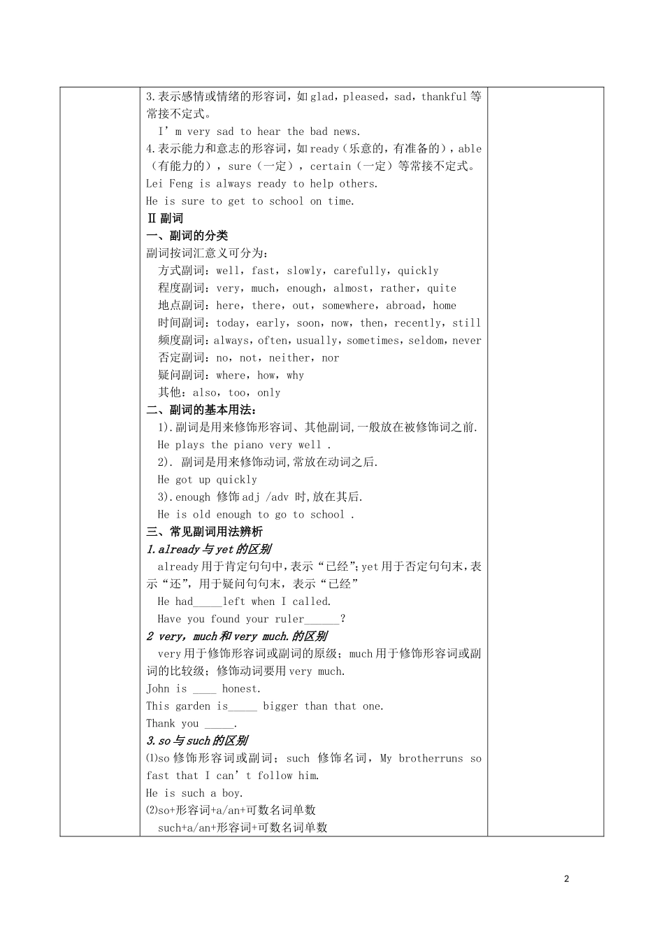 山东省高唐县实验中学九年级英语全册-形容词复习教案1-人教新目标版_第2页