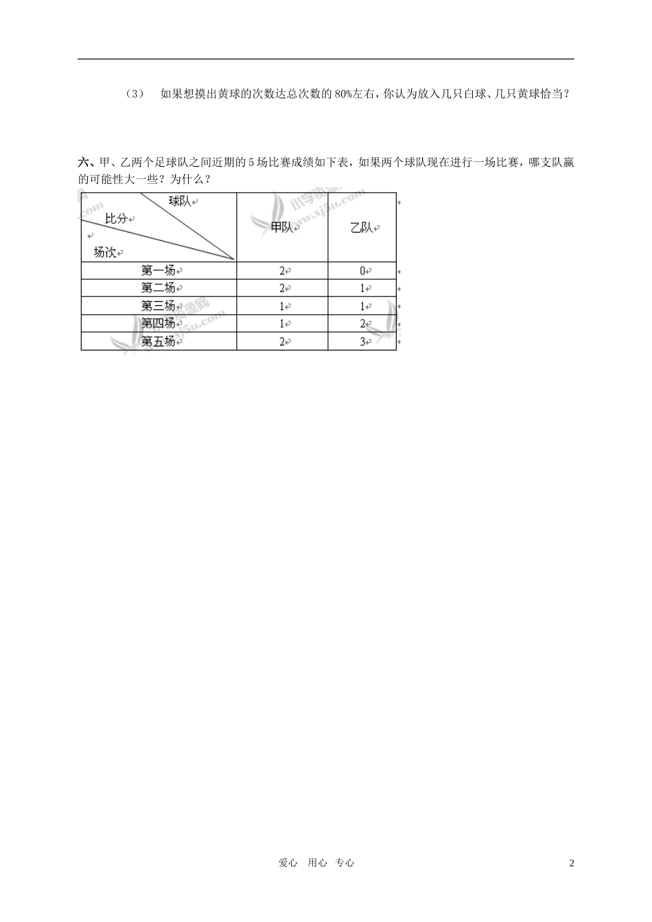 六年级数学下册-可能性练习(无答案)-苏教版_第2页