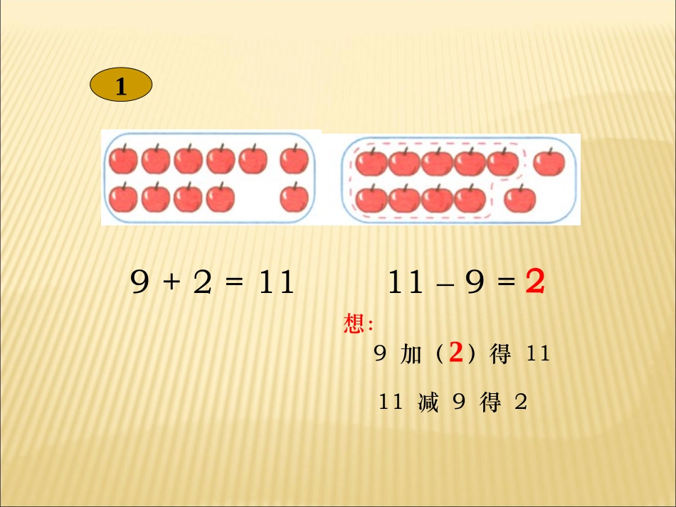 人教2011课标版一年级上一年级数学下册《十几减9》PPT课件-(2)_第3页