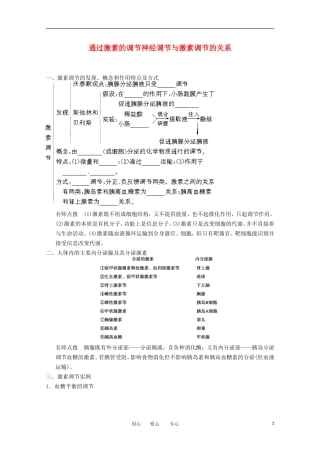 寿县安丰中学2013届高三生物一轮复习-第八单元-通过激素的调节神经调节与激素调节的关系教案