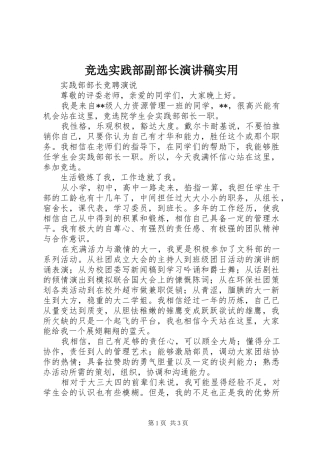 竞选实践部副部长演讲实用