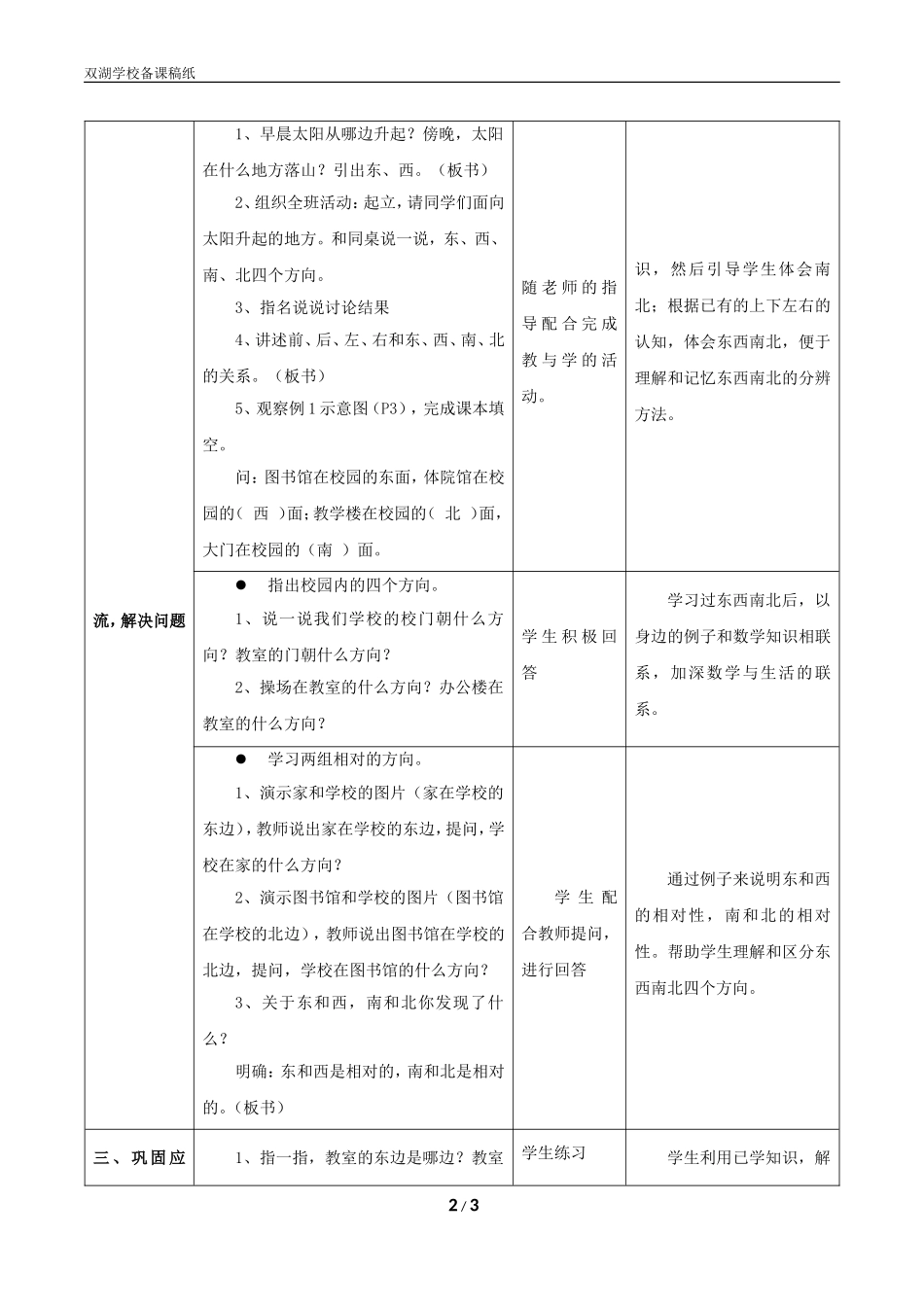 人教2011版小学数学三年级学习内容：位置与方向——认识东、西、南、北方向_第2页