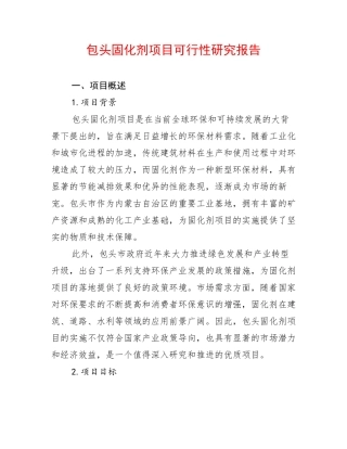 包头固化剂项目可行性研究报告