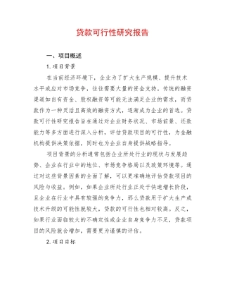 贷款可行性研究报告