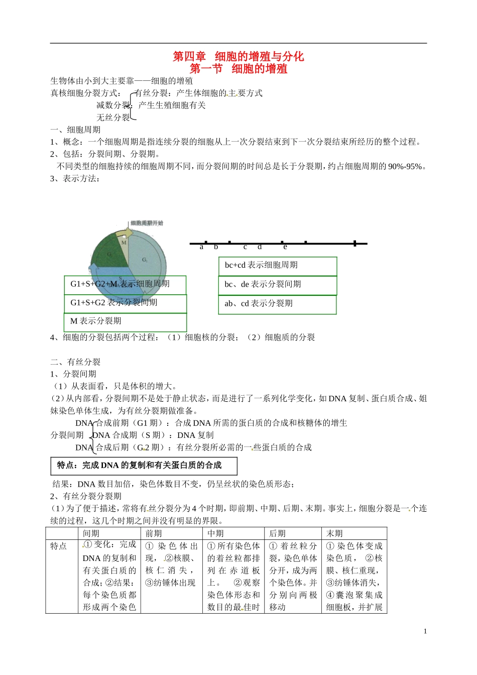 福建省建瓯二中高中生物-基础知识-第四章-细胞的增殖与分化-第一节-细胞的增殖-新人教版必修1_第1页