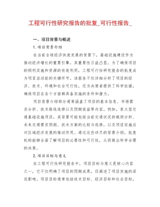 工程可行性研究报告的批复_可行性报告_