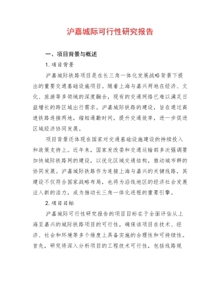 沪嘉城际可行性研究报告