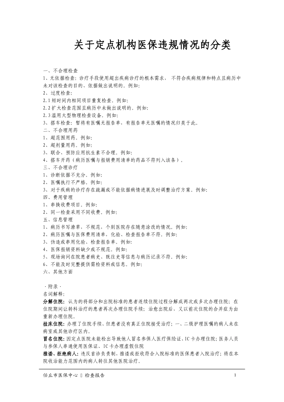 关于定点机构医保违规情况的分类_第1页