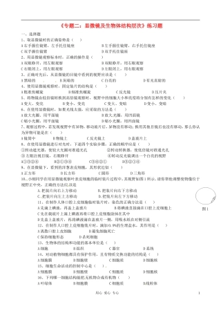 广东省梅州市培英中学七年级科学-《显微镜及生物体结构层次》练习题(无答案)-浙教版