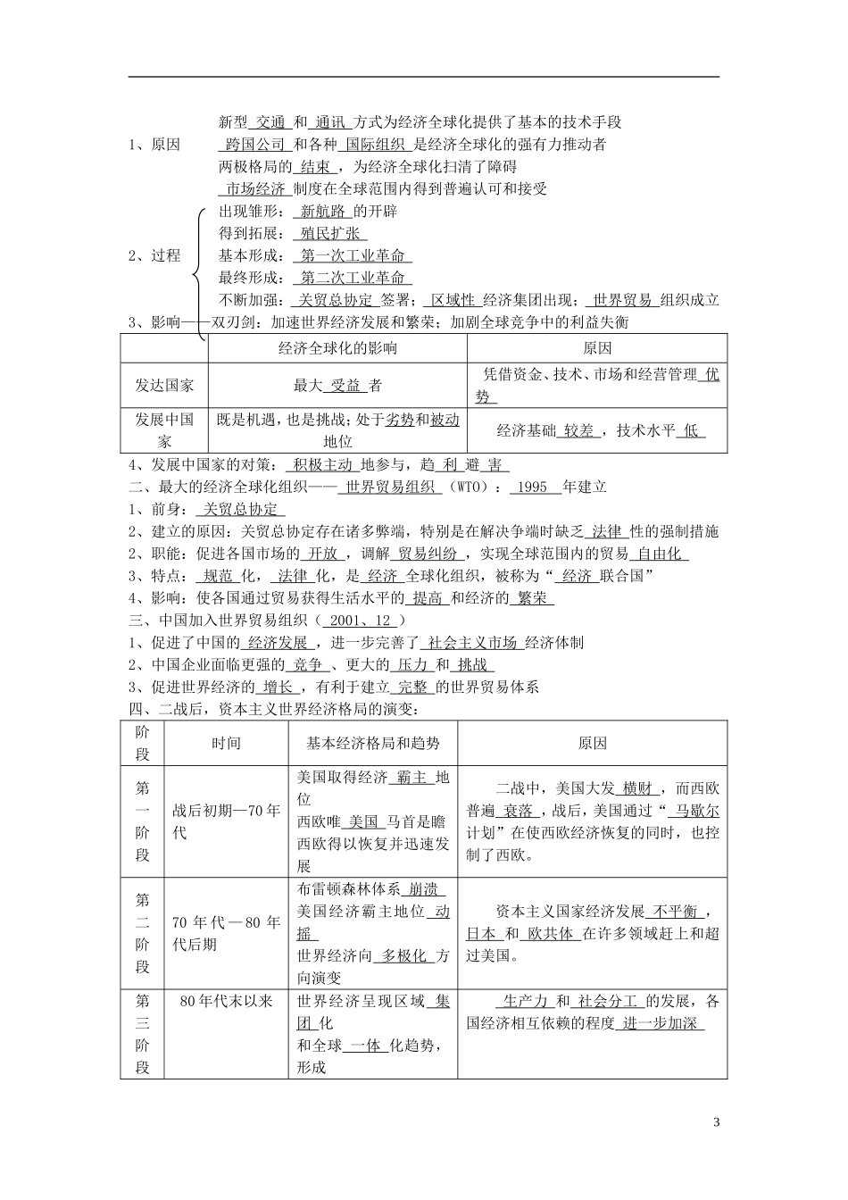 广东省深圳市皇御苑学校2013届高考历史一轮复习学案-专题13--世界经济格局的演变-_第3页