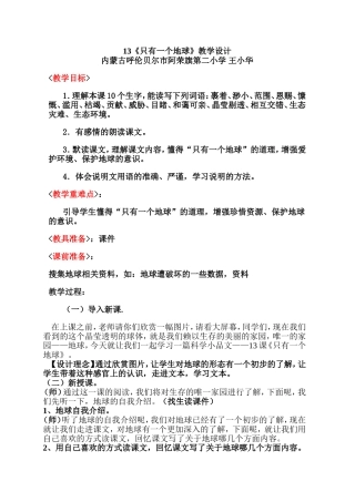 13.只有一个地球教学设计(理念)doc