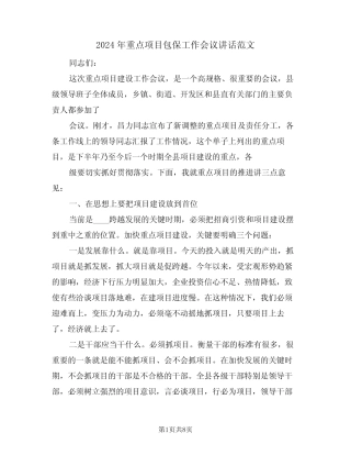 2024年重点项目包保工作会议讲话范文(3)