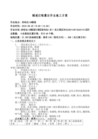 隧道打眼灌注作业施工方案