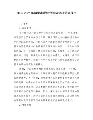 2024-2025年消费市场综合形势分析研究报告