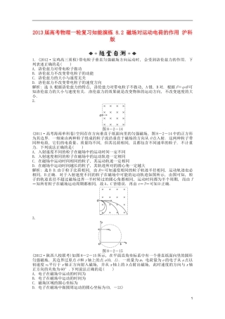 2013届高考物理一轮复习知能演练-8.2-磁场对运动电荷的作用-沪科版