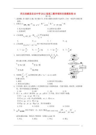 河北省献县宏志中学2012届高三数学理科仿真模拟卷-30