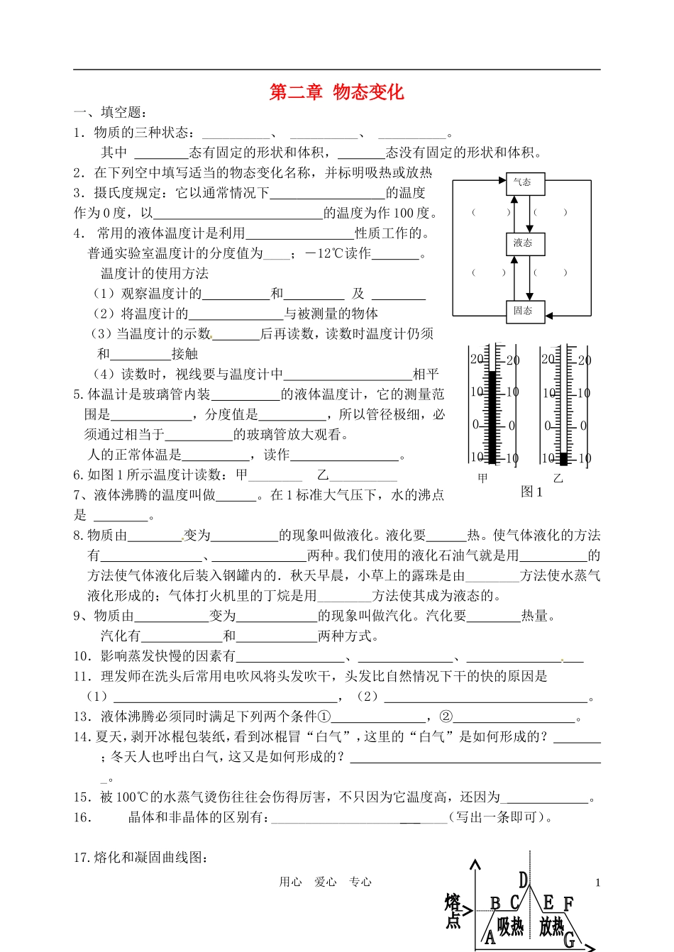 2011年中考物理一轮复习基础过关题-物态变化-苏教版_第1页