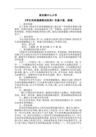 2015健康体质测试方案措施