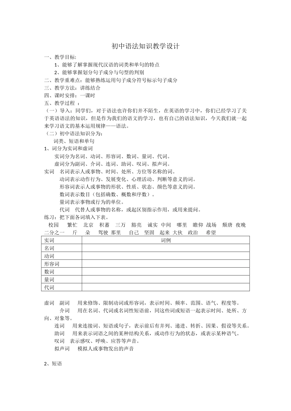 初中语法知识教学设计_第1页