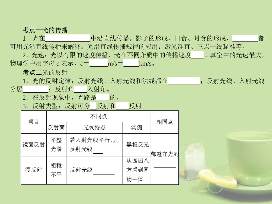 浙江省2013年初中科学毕业生学业考试复习-专题13-光的传播和反射课件_第3页