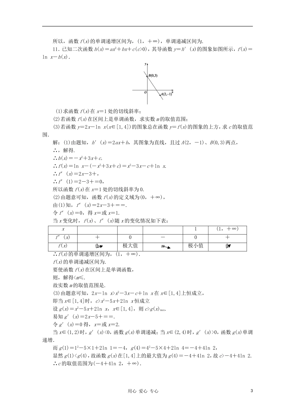 2012届高考数学二轮专题-导数及其应用针对训练-理_第3页