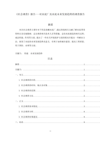 报告---对水泥厂及水泥未来发展趋势的调查报告 