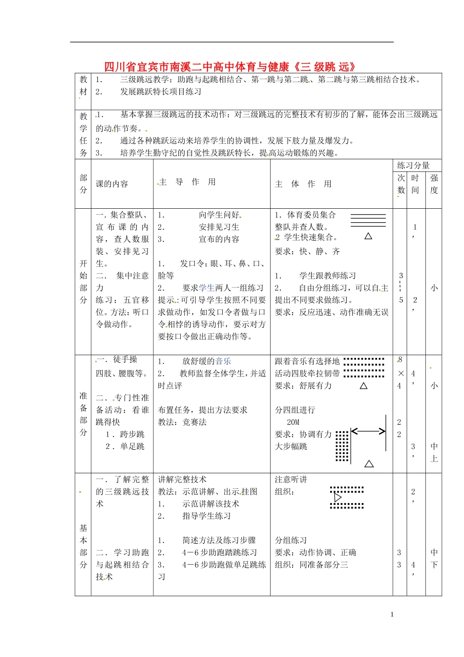 四川省宜宾市南溪二中高中体育与健康《三-级跳-远》教案-新人教版_第1页