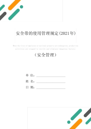 安全带的使用管理规定(2021年) 